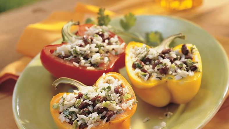 Grilled Black Bean and Rice Stuffed Peppers