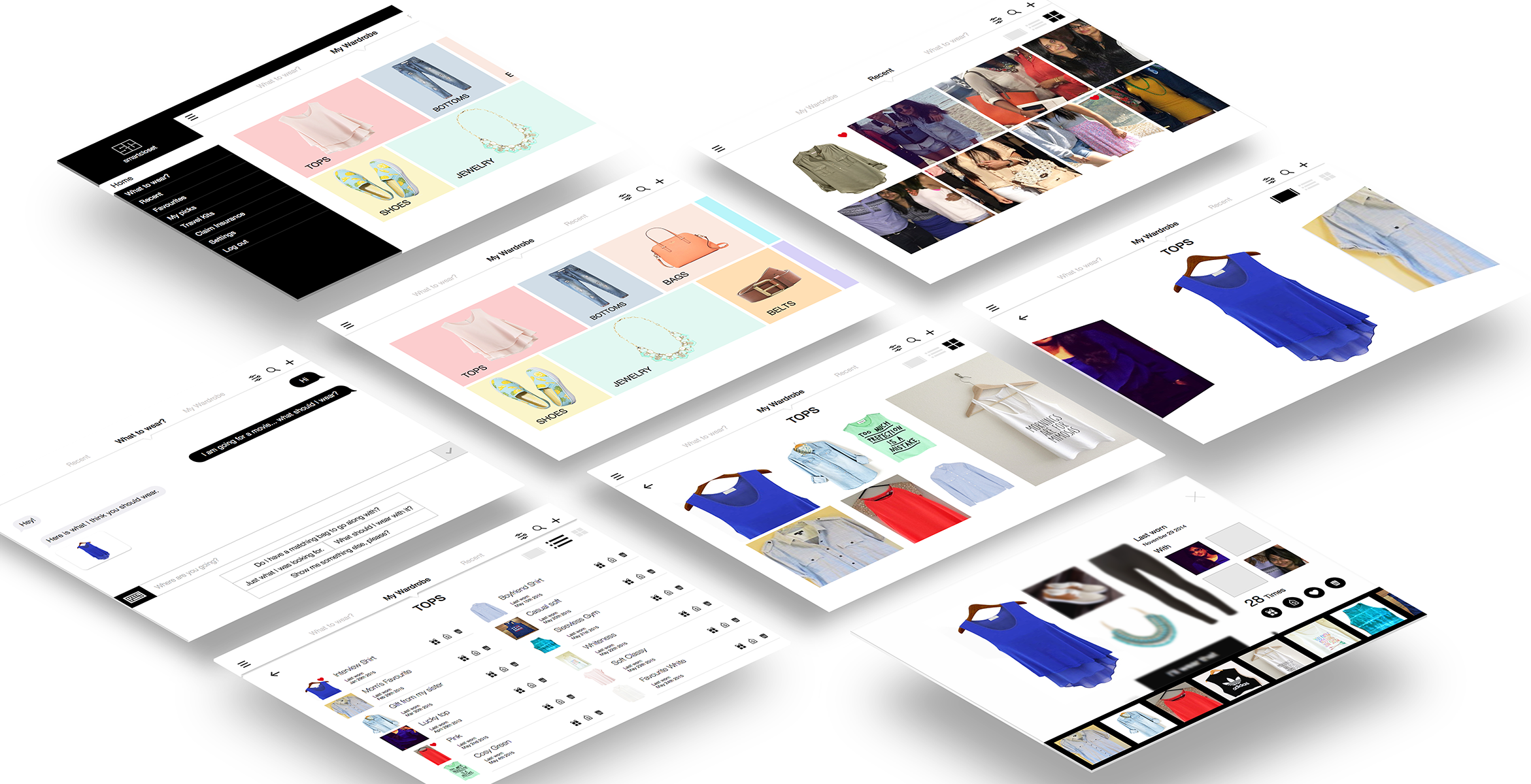 smart closet wireframes
