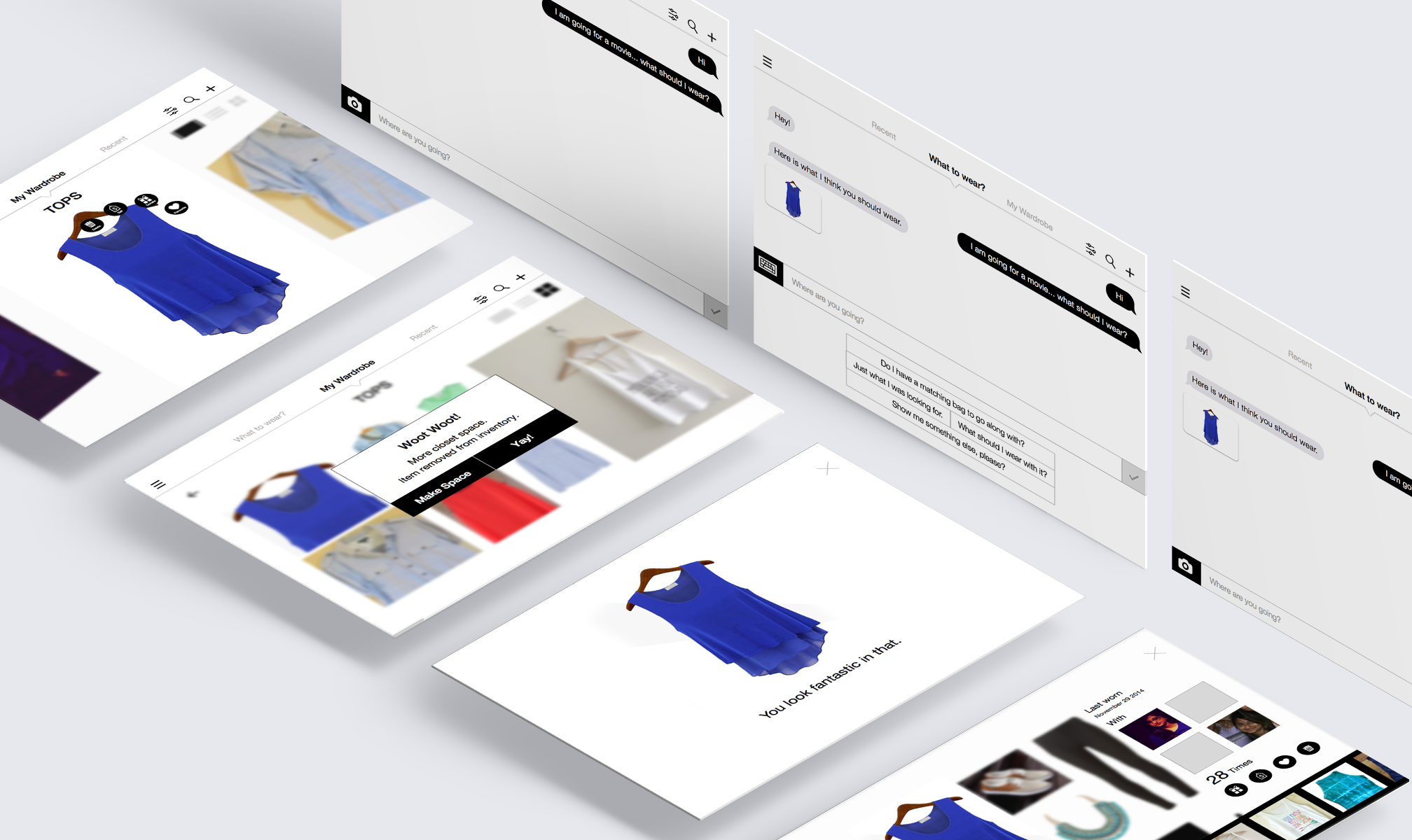 smart closet wireframes
