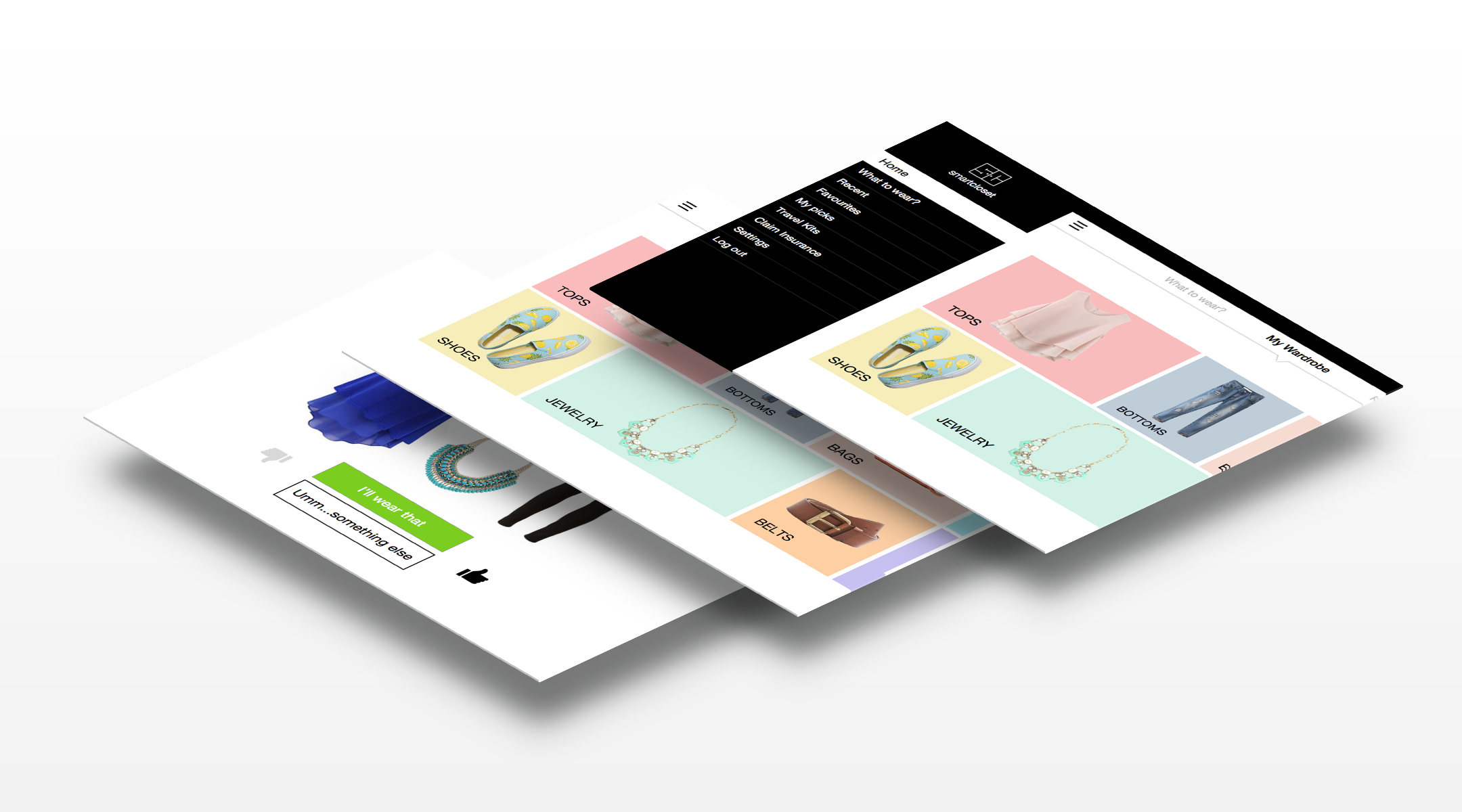 smart closet wireframes
